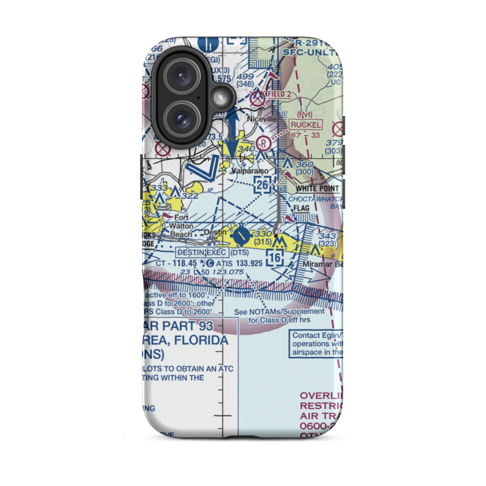 Destin Executive Airport (DTS) VFR Sectional  Tough iPhone Case iPhone 16 Plus model shown