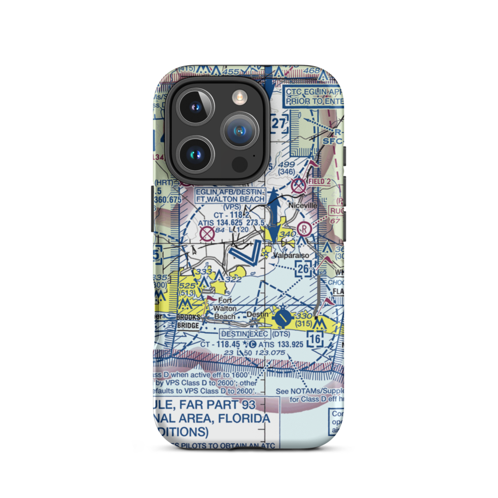 Destin-Ft Walton Beach Airport (VPS) VFR Sectional  Tough iPhone Case iPhone 16 Pro model shown