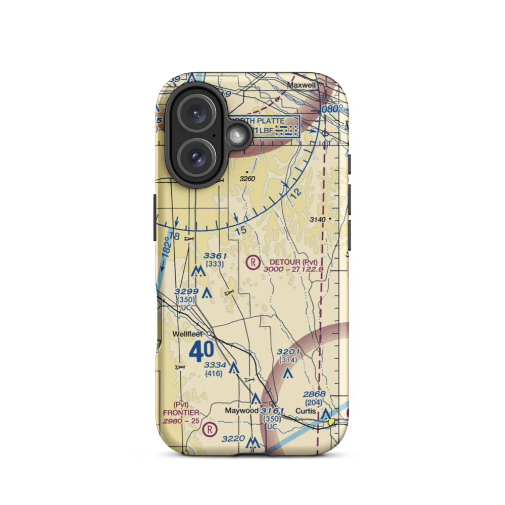 Detour Airport (01NE) VFR Sectional  Tough iPhone Case iPhone 16 model shown