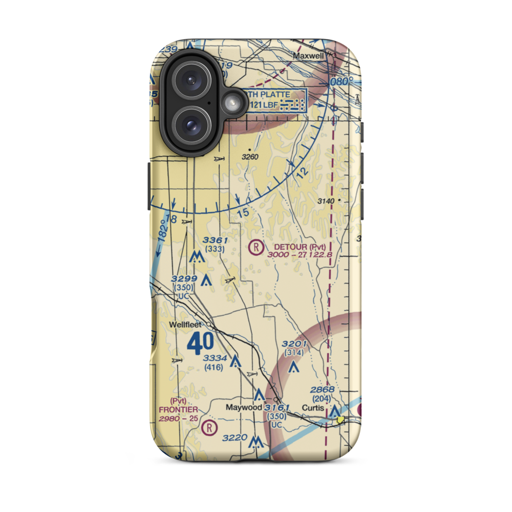 Detour Airport (01NE) VFR Sectional  Tough iPhone Case iPhone 16 Plus model shown