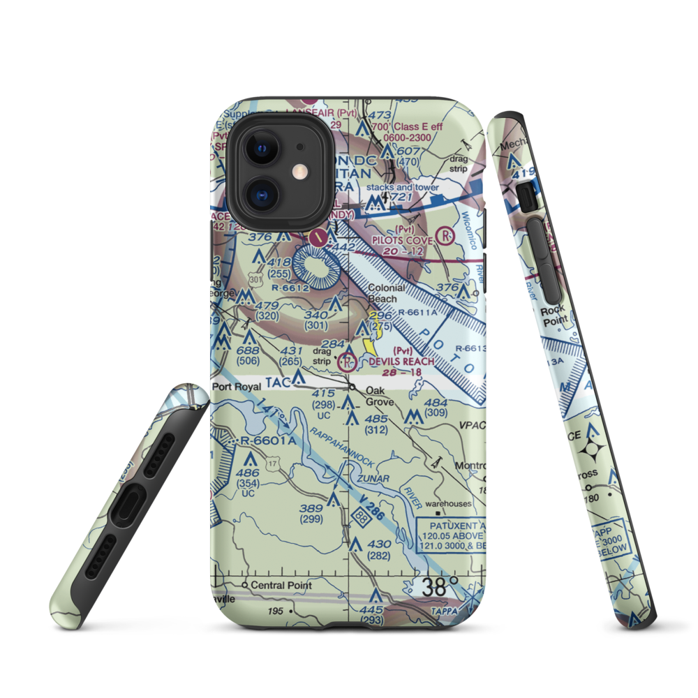 Devil's Reach Landing Airport (11VG) VFR Sectional  Tough iPhone Case iPhone 11 model shown