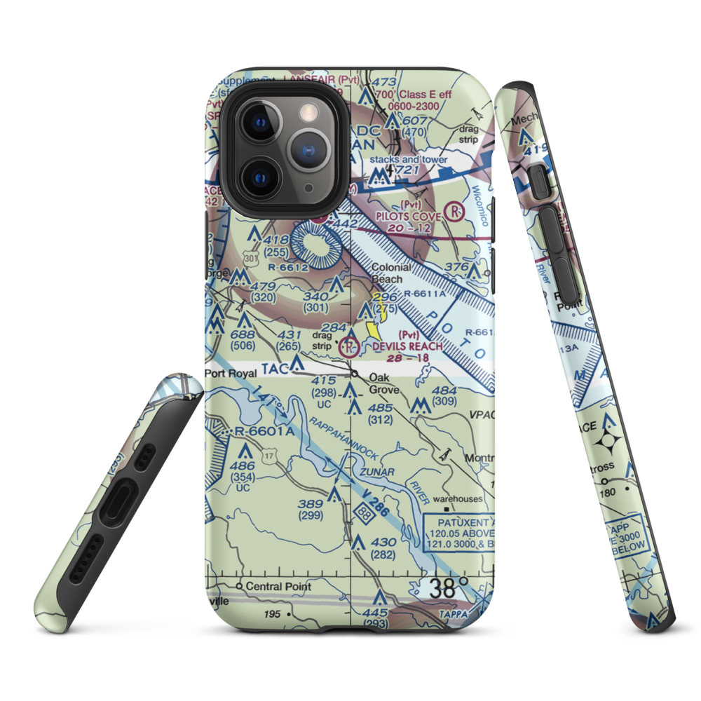 Devil's Reach Landing Airport (11VG) VFR Sectional  Tough iPhone Case iPhone 11 Pro model shown