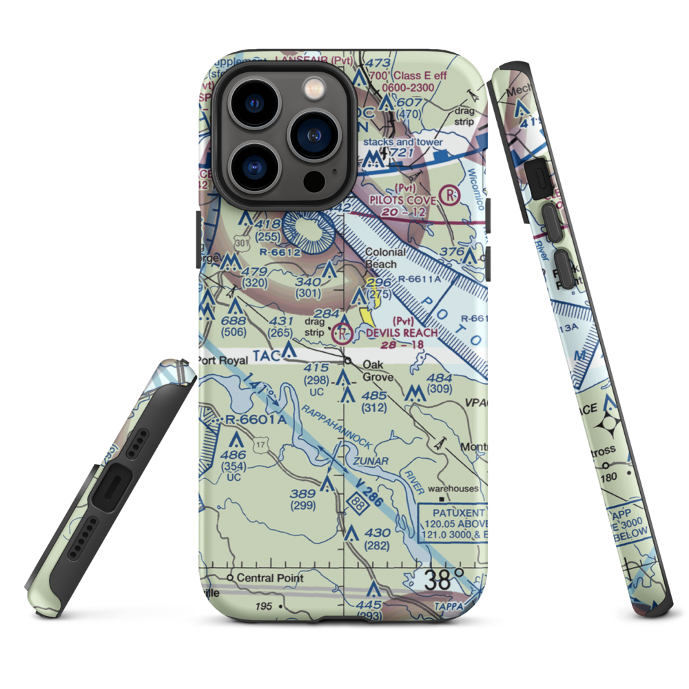 Devil's Reach Landing Airport (11VG) VFR Sectional  Tough iPhone Case iPhone 13 Pro Max model shown
