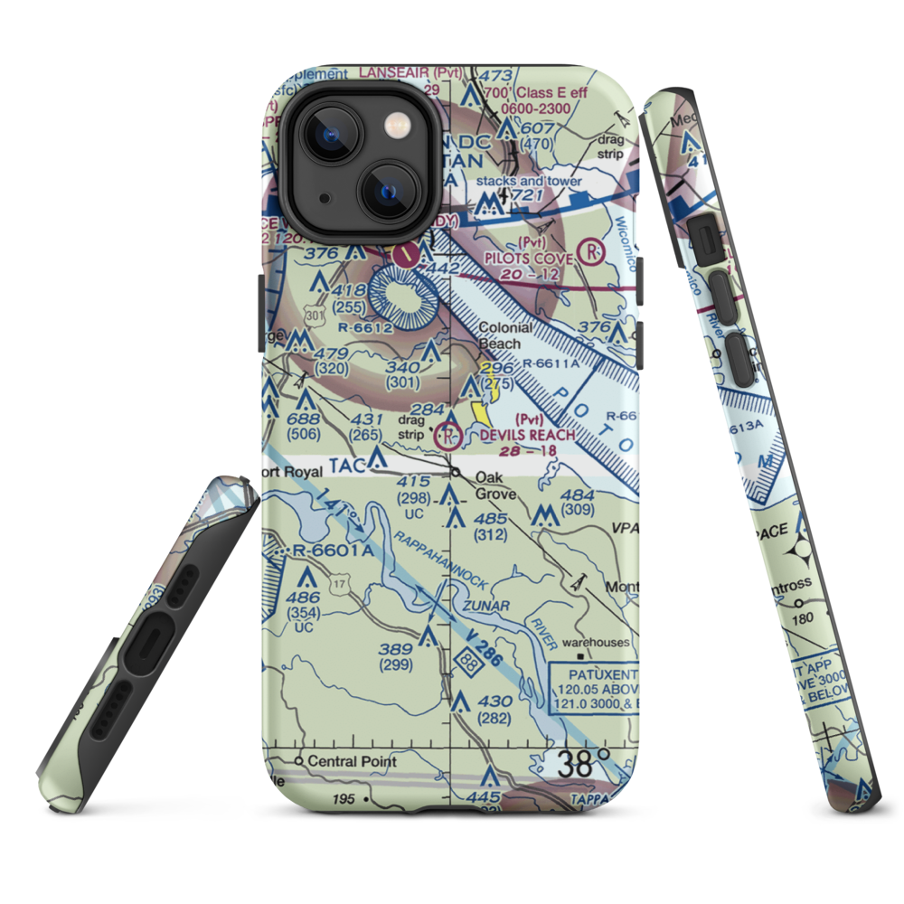 Devil's Reach Landing Airport (11VG) VFR Sectional  Tough iPhone Case iPhone 14 Plus model shown