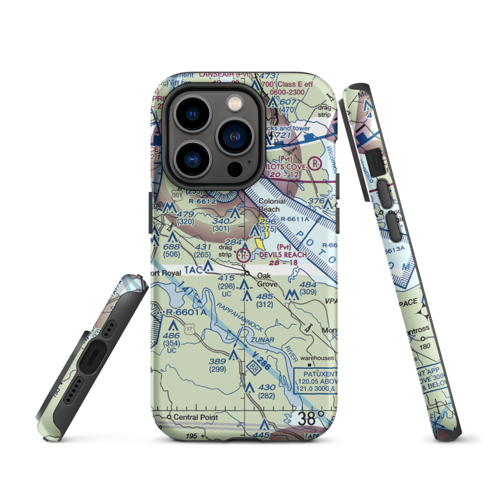 Devil's Reach Landing Airport (11VG) VFR Sectional  Tough iPhone Case iPhone 14 Pro model shown