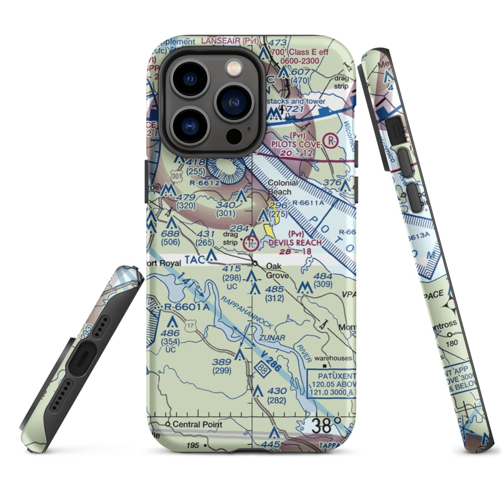 Devil's Reach Landing Airport (11VG) VFR Sectional  Tough iPhone Case iPhone 14 Pro Max model shown