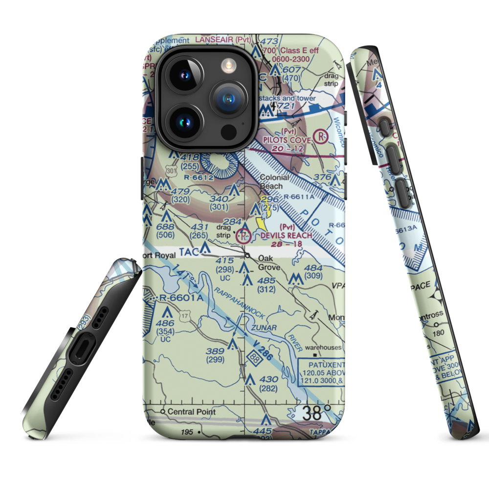 Devil's Reach Landing Airport (11VG) VFR Sectional  Tough iPhone Case iPhone 15 Pro Max model shown