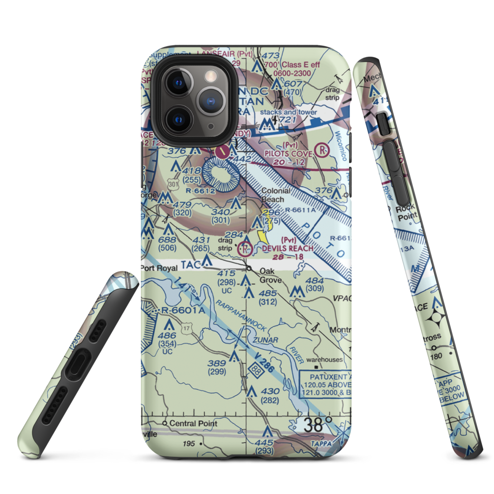 Devil's Reach Landing Airport (11VG) VFR Sectional  Tough iPhone Case iPhone 11 Pro Max model shown