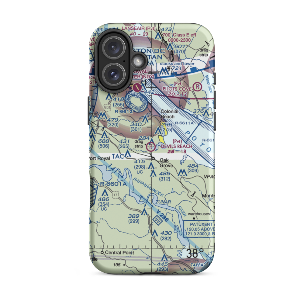 Devil's Reach Landing Airport (11VG) VFR Sectional  Tough iPhone Case iPhone 16 Plus model shown