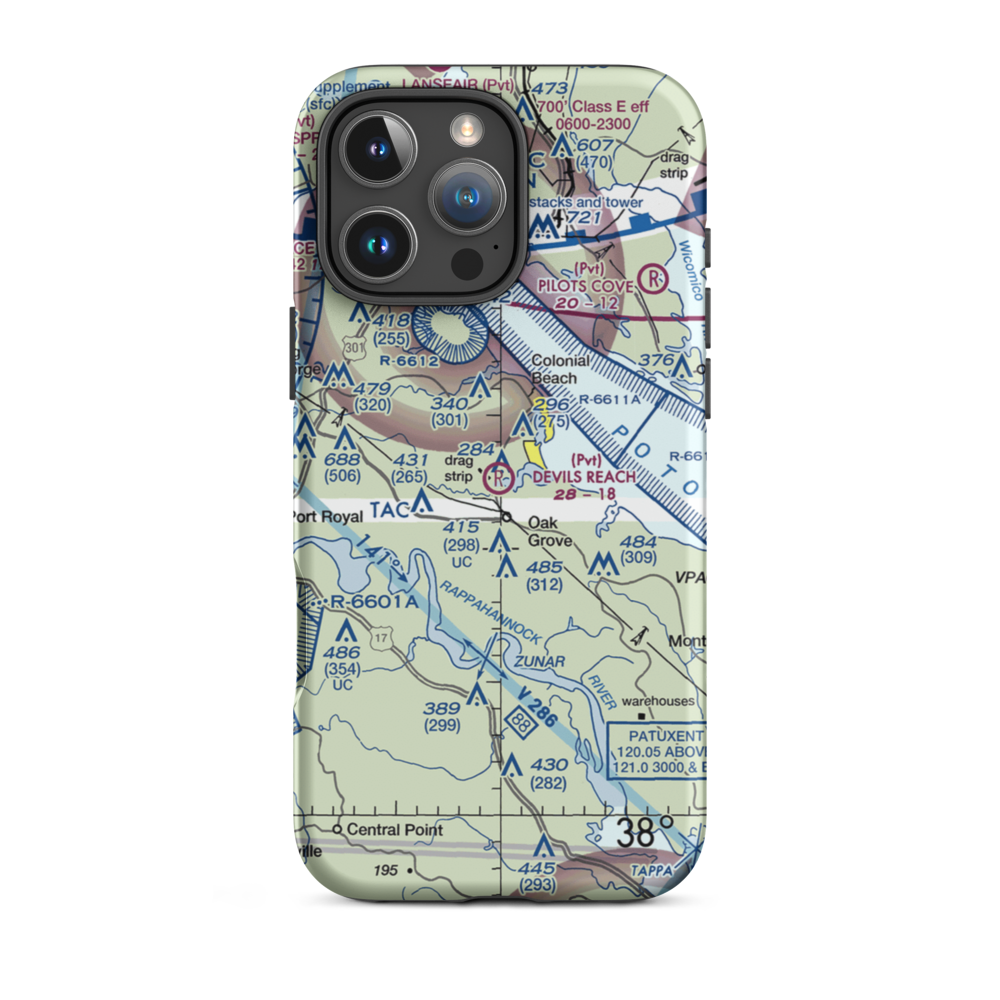 Devil's Reach Landing Airport (11VG) VFR Sectional  Tough iPhone Case iPhone 16 Pro Max model shown