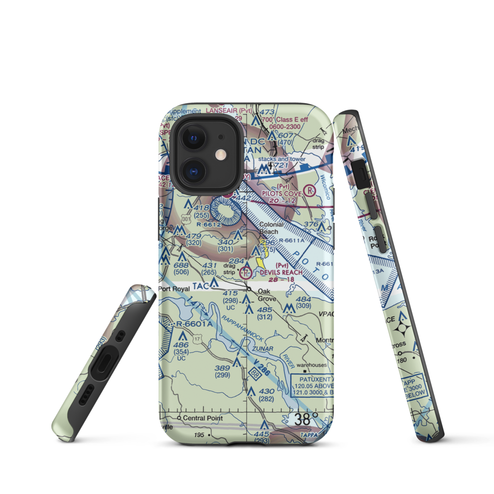 Devil's Reach Landing Airport (11VG) VFR Sectional  Tough iPhone Case iPhone 12 mini model shown