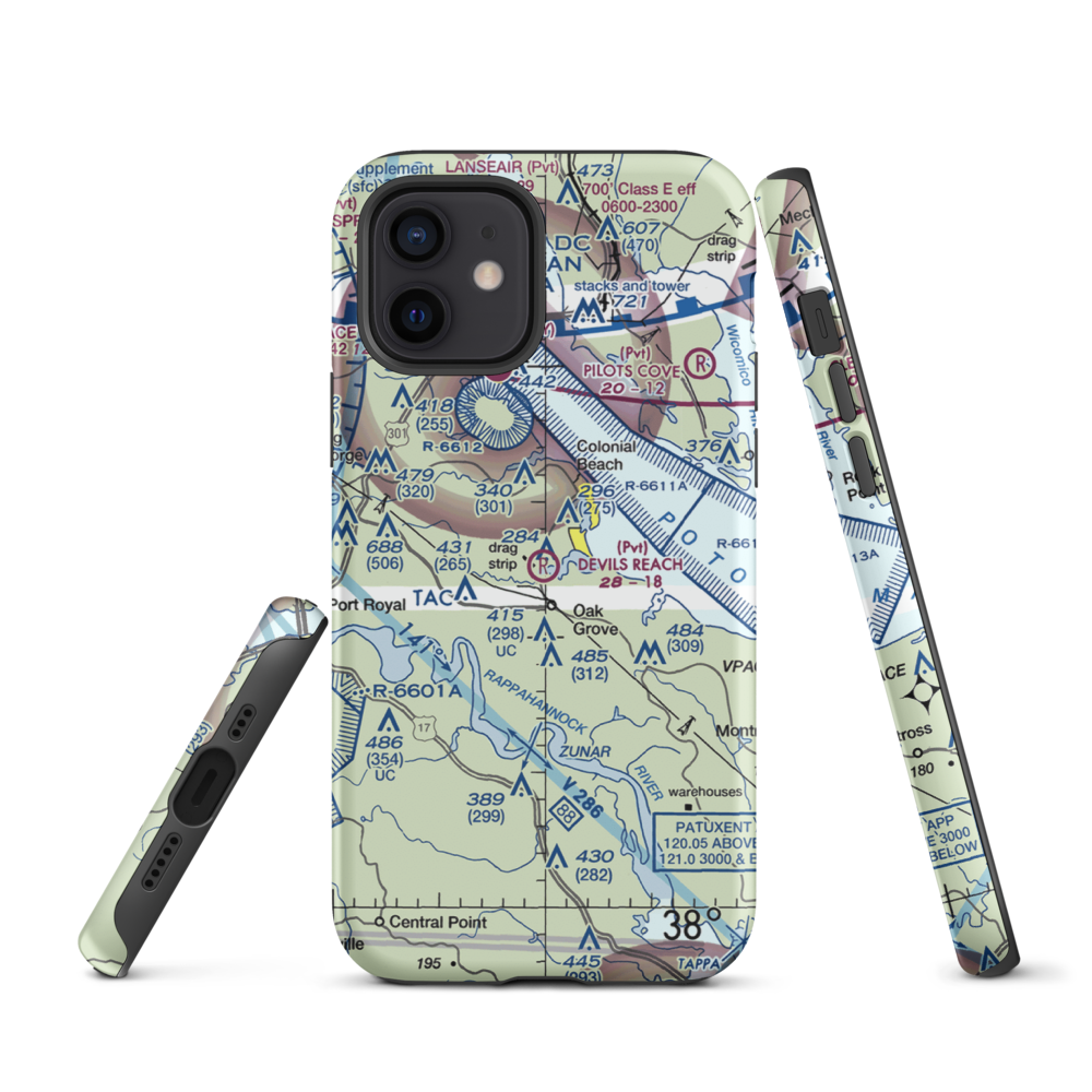 Devil's Reach Landing Airport (11VG) VFR Sectional  Tough iPhone Case iPhone 12 model shown