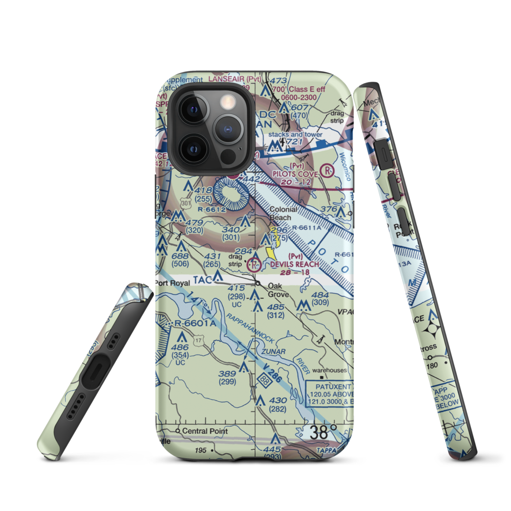 Devil's Reach Landing Airport (11VG) VFR Sectional  Tough iPhone Case iPhone 12 Pro model shown