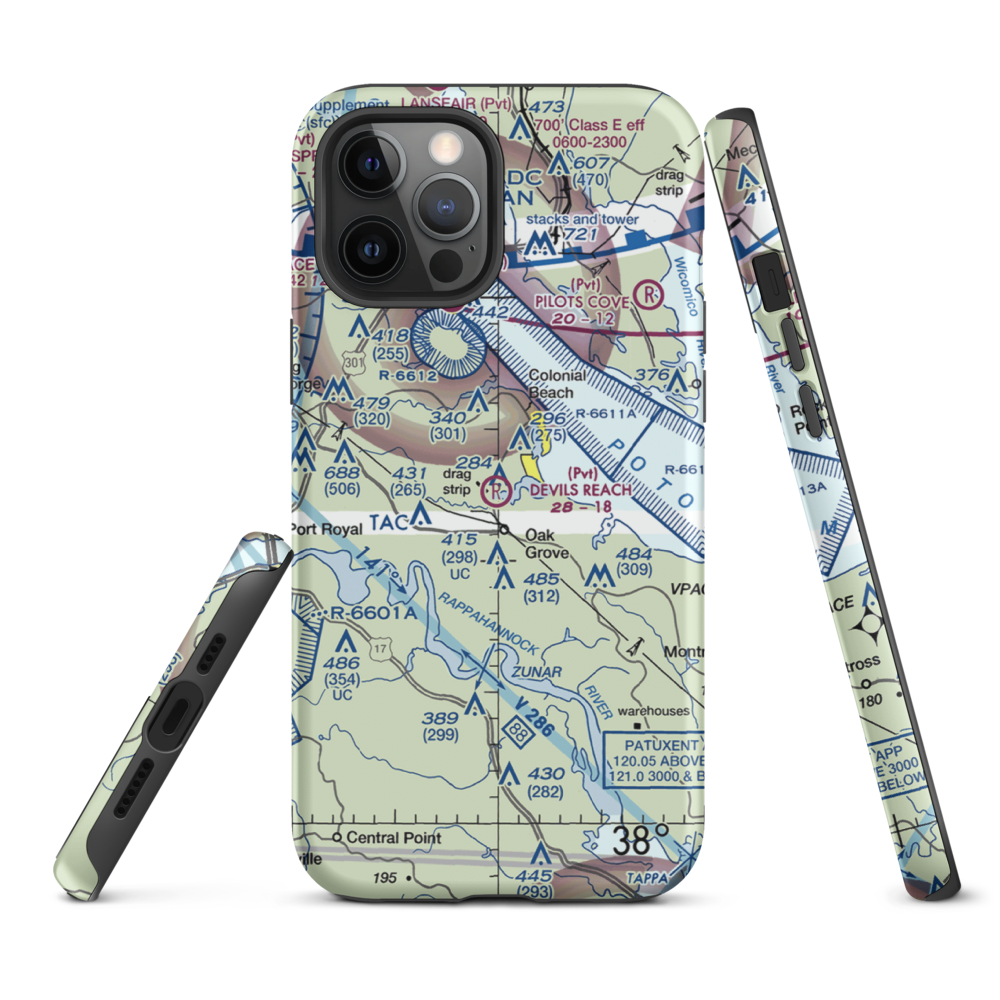 Devil's Reach Landing Airport (11VG) VFR Sectional  Tough iPhone Case iPhone 12 Pro Max model shown