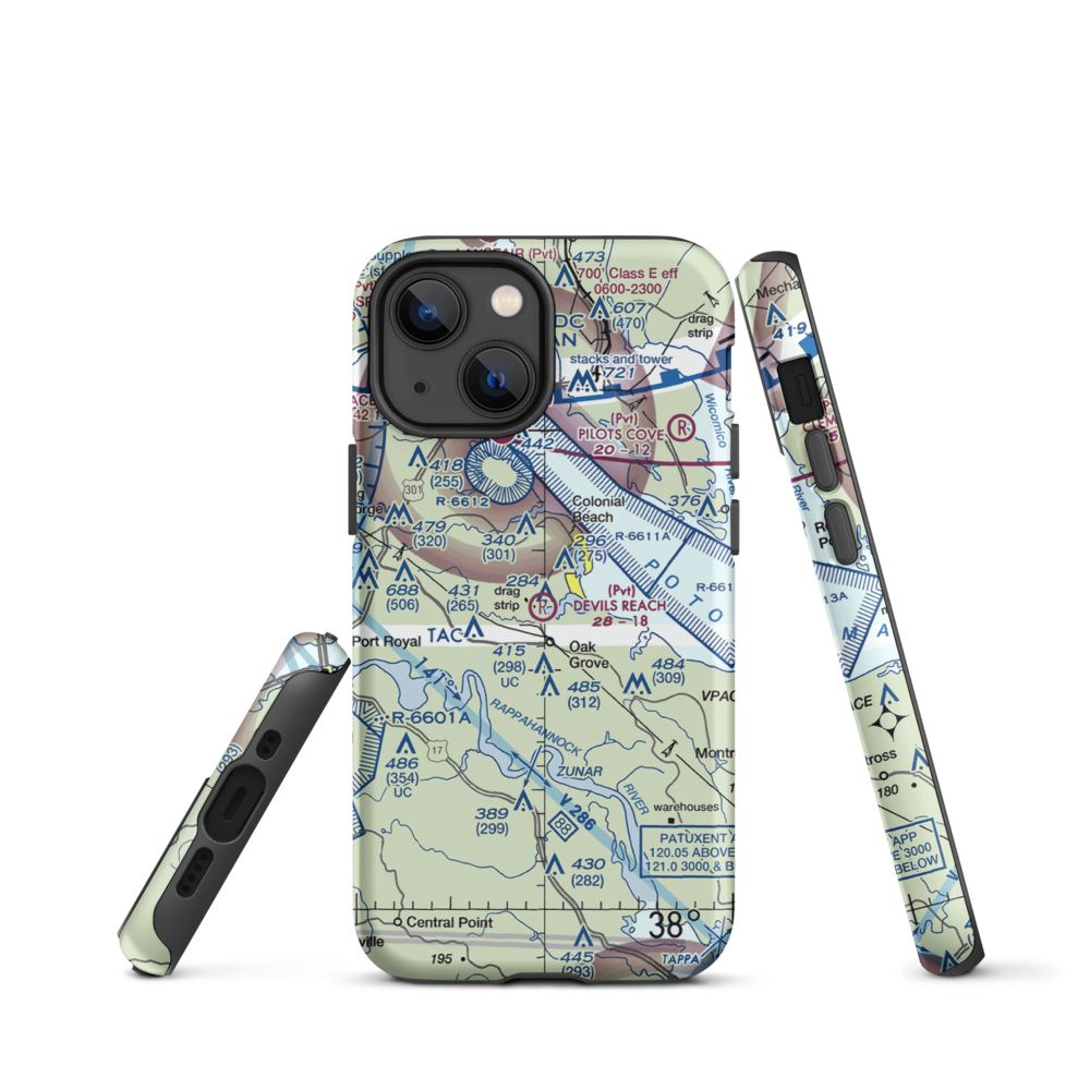 Devil's Reach Landing Airport (11VG) VFR Sectional  Tough iPhone Case iPhone 13 mini model shown