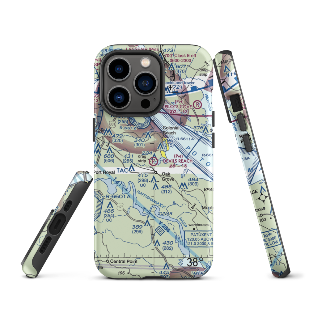 Devil's Reach Landing Airport (11VG) VFR Sectional  Tough iPhone Case iPhone 13 Pro model shown