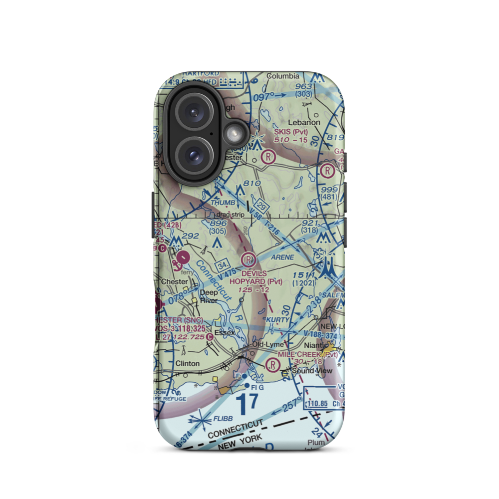 Devils Hopyard Field (CT11) VFR Sectional  Tough iPhone Case iPhone 16 model shown