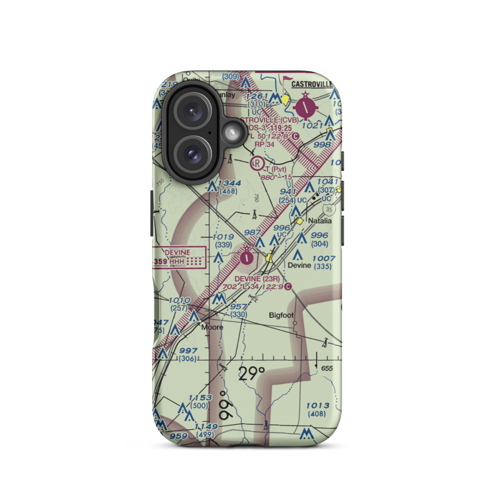 Devine Municipal Airport (23R) VFR Sectional  Tough iPhone Case iPhone 16 model shown