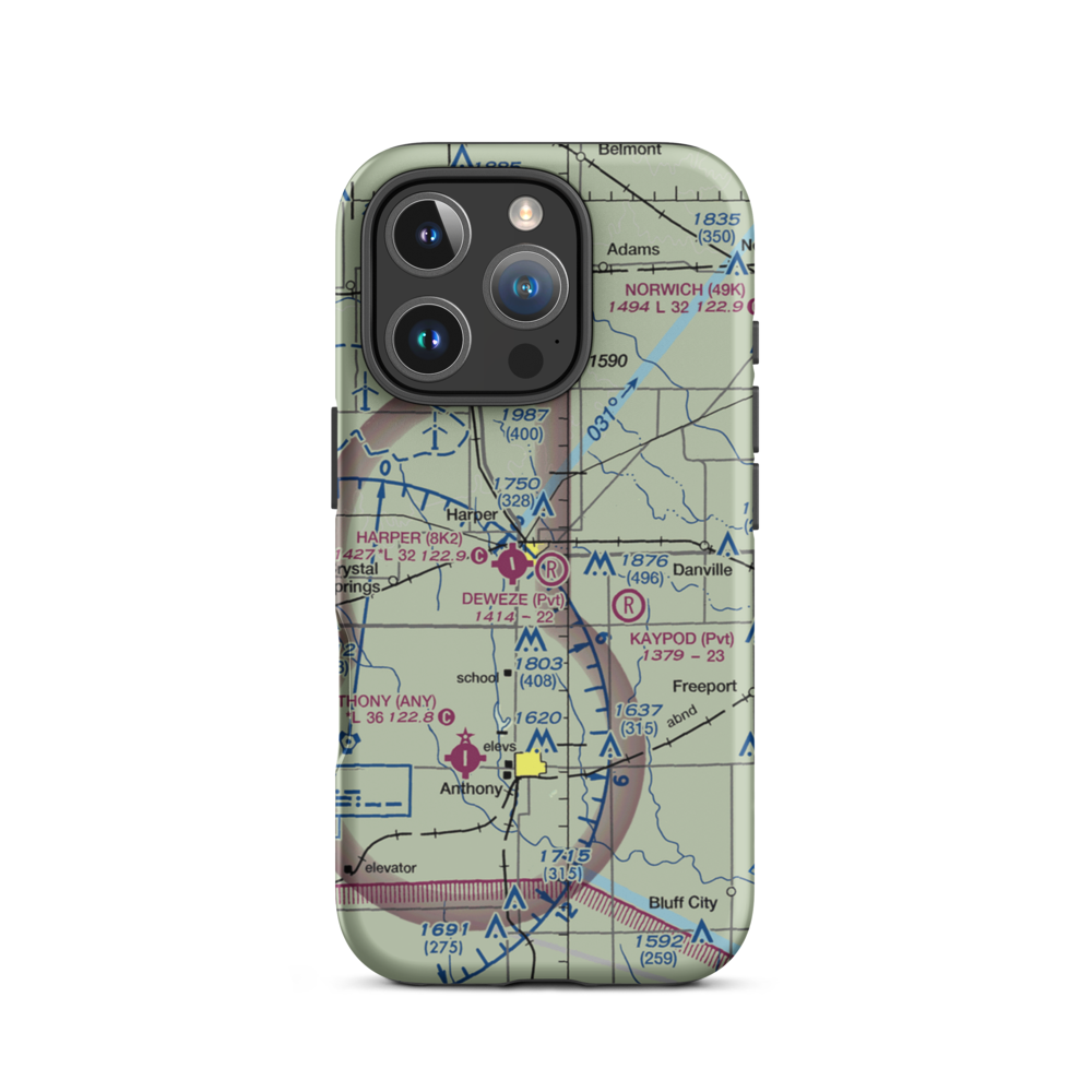 Deweze Airport (5KS3) VFR Sectional  Tough iPhone Case iPhone 16 Pro model shown