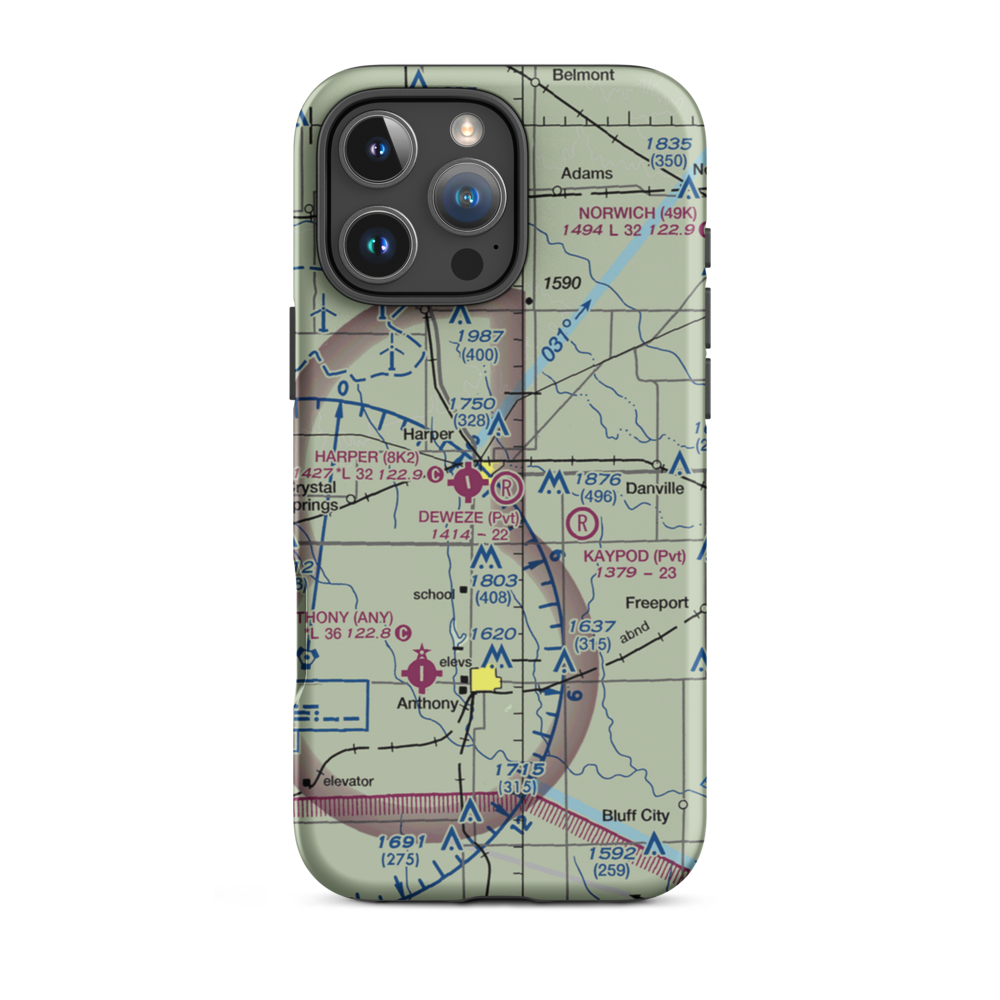 Deweze Airport (5KS3) VFR Sectional  Tough iPhone Case iPhone 16 Pro Max model shown