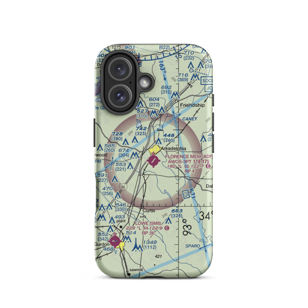 Dexter B Florence Memorial Field (ADF) VFR Sectional  Tough iPhone Case iPhone 16 model shown