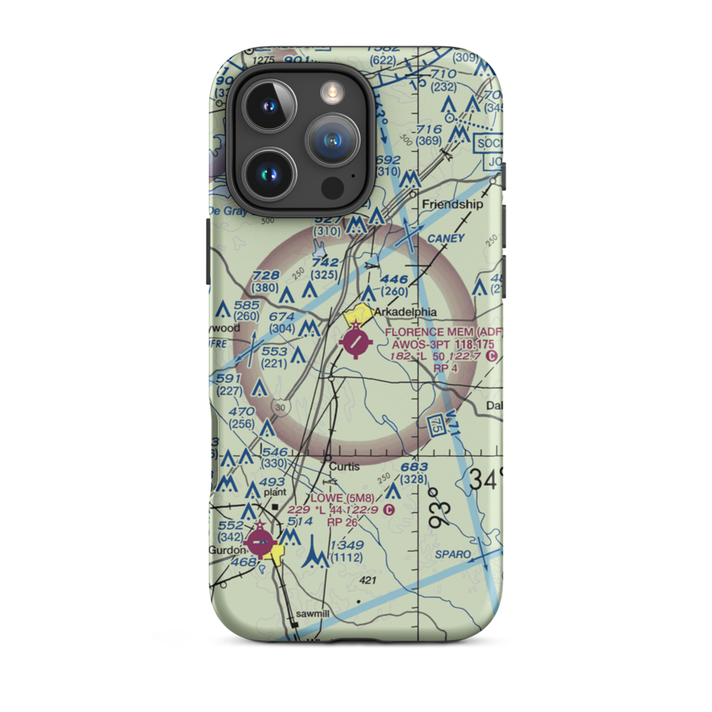 Dexter B Florence Memorial Field (ADF) VFR Sectional  Tough iPhone Case iPhone 16 Pro Max model shown