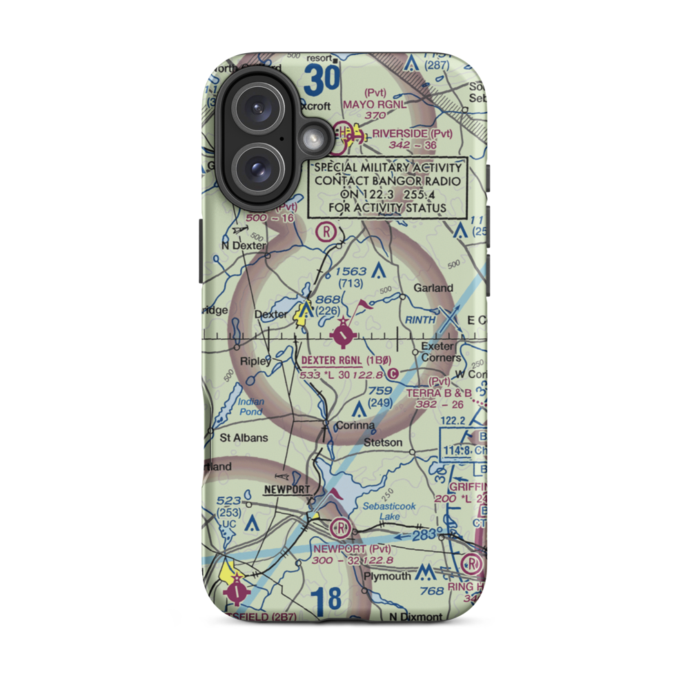 Dexter Regional Airport (1B0) VFR Sectional  Tough iPhone Case iPhone 16 Plus model shown