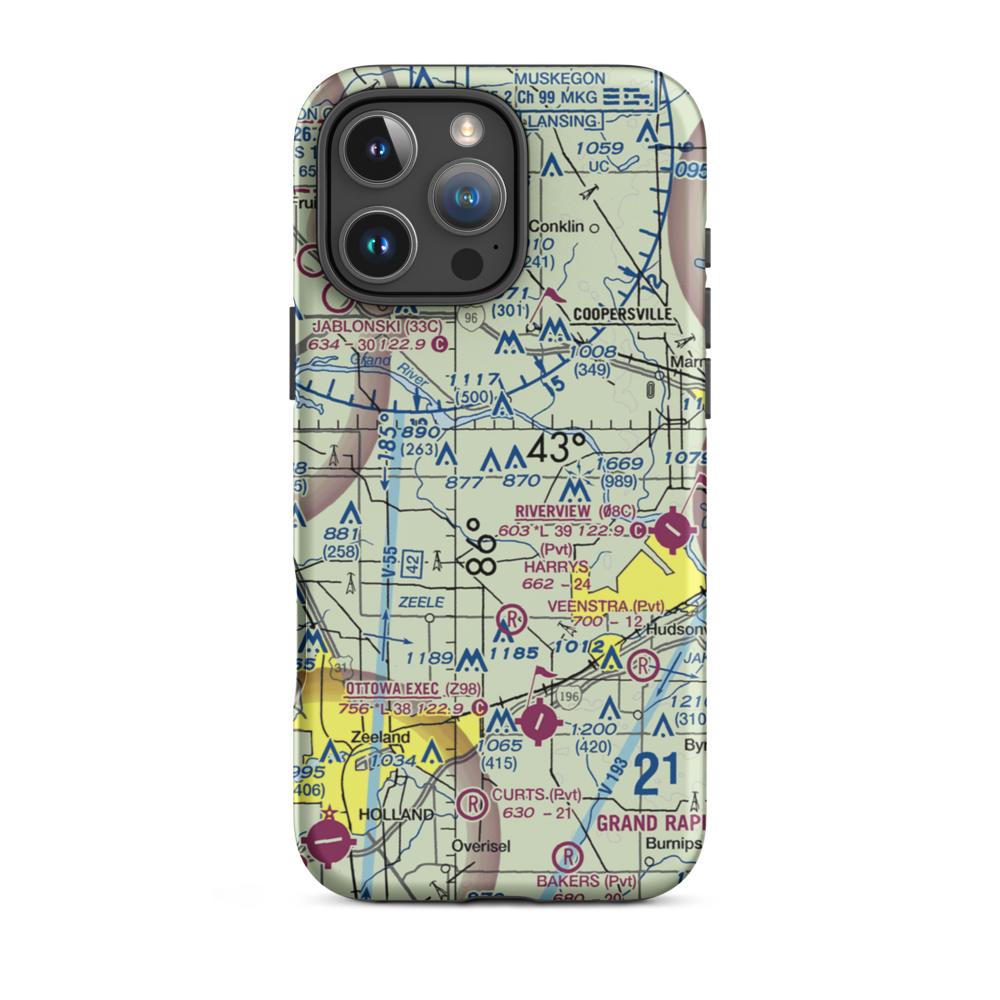 Deyoung Airport (6MI2) VFR Sectional  Tough iPhone Case iPhone 16 Pro Max model shown