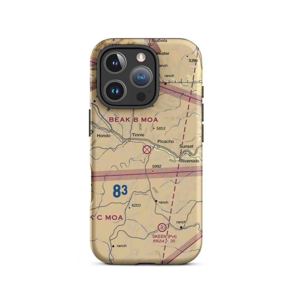 Diamond A Ranch Airport (81NM) VFR Sectional  Tough iPhone Case iPhone 16 Pro model shown