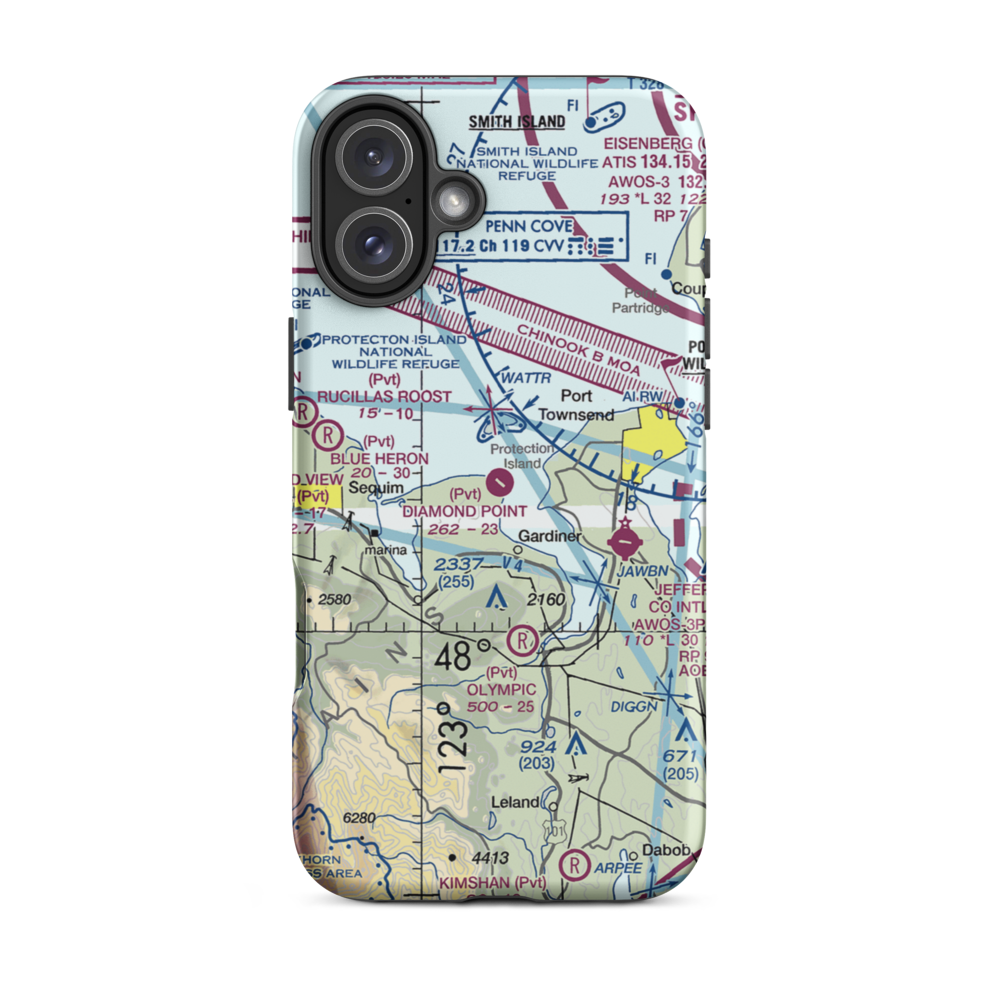 Diamond Point Airstrip (2WA1) VFR Sectional  Tough iPhone Case iPhone 16 Plus model shown