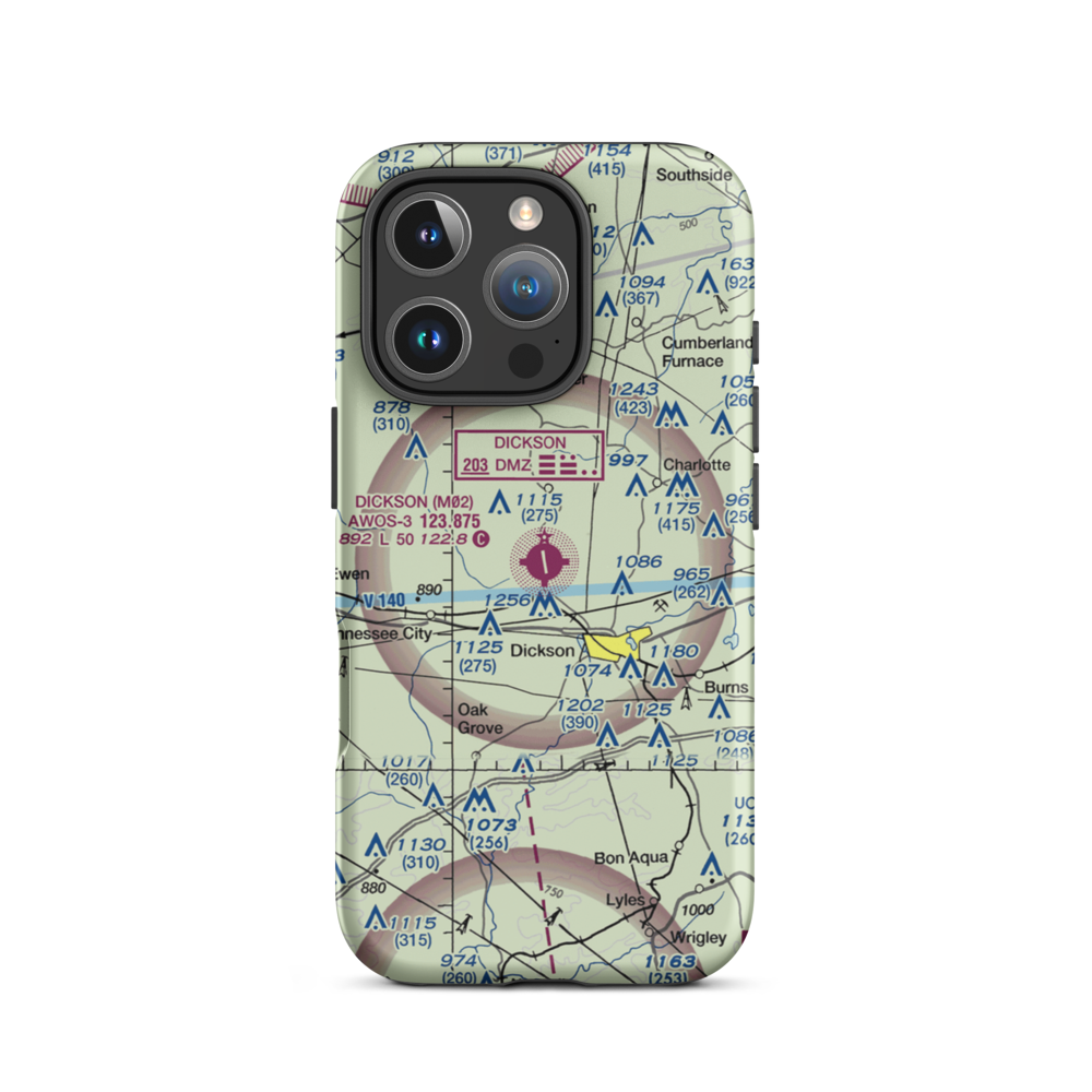 Dickson Municipal Airport (M02) VFR Sectional  Tough iPhone Case iPhone 16 Pro model shown