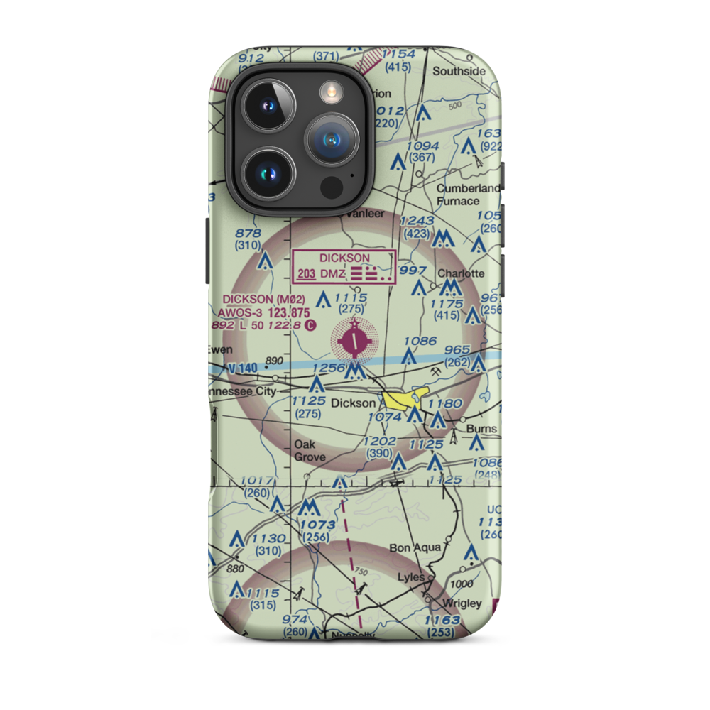 Dickson Municipal Airport (M02) VFR Sectional  Tough iPhone Case iPhone 16 Pro Max model shown