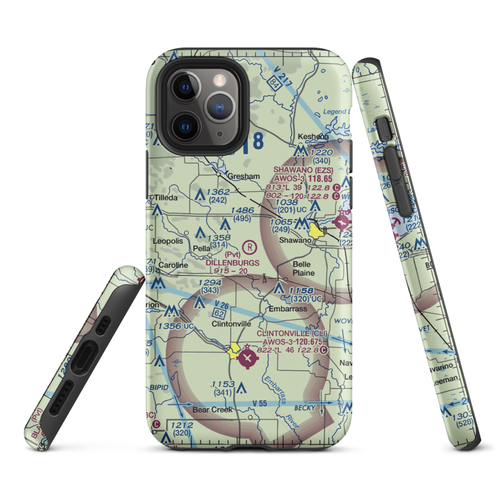 Dillenburg's Airport (8WI1) VFR Sectional  Tough iPhone Case iPhone 11 Pro model shown