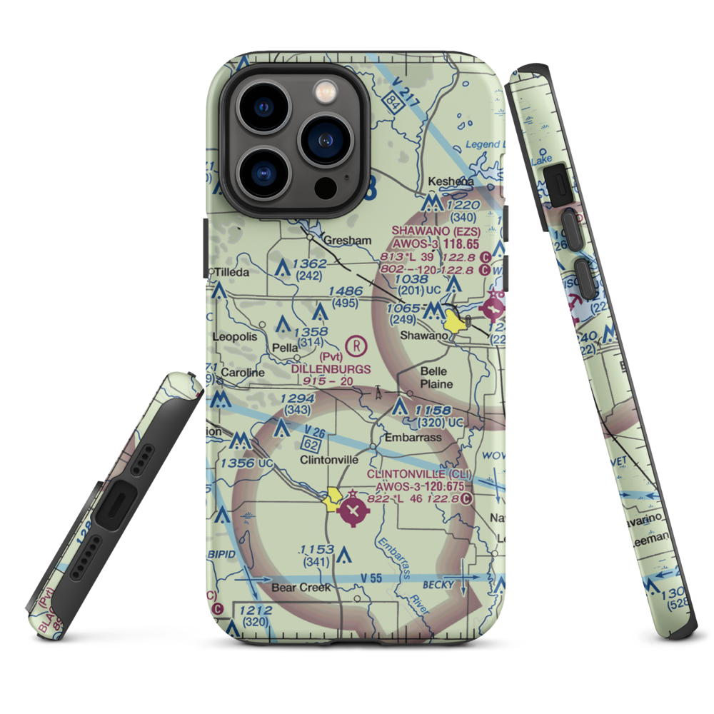 Dillenburg's Airport (8WI1) VFR Sectional  Tough iPhone Case iPhone 13 Pro Max model shown
