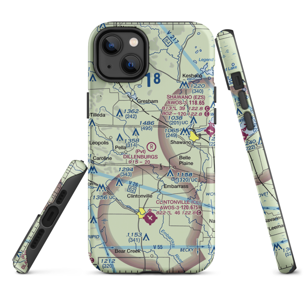 Dillenburg's Airport (8WI1) VFR Sectional  Tough iPhone Case iPhone 14 Plus model shown