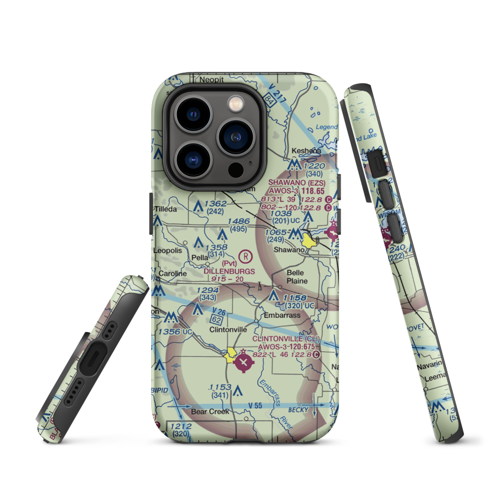 Dillenburg's Airport (8WI1) VFR Sectional  Tough iPhone Case iPhone 14 Pro model shown