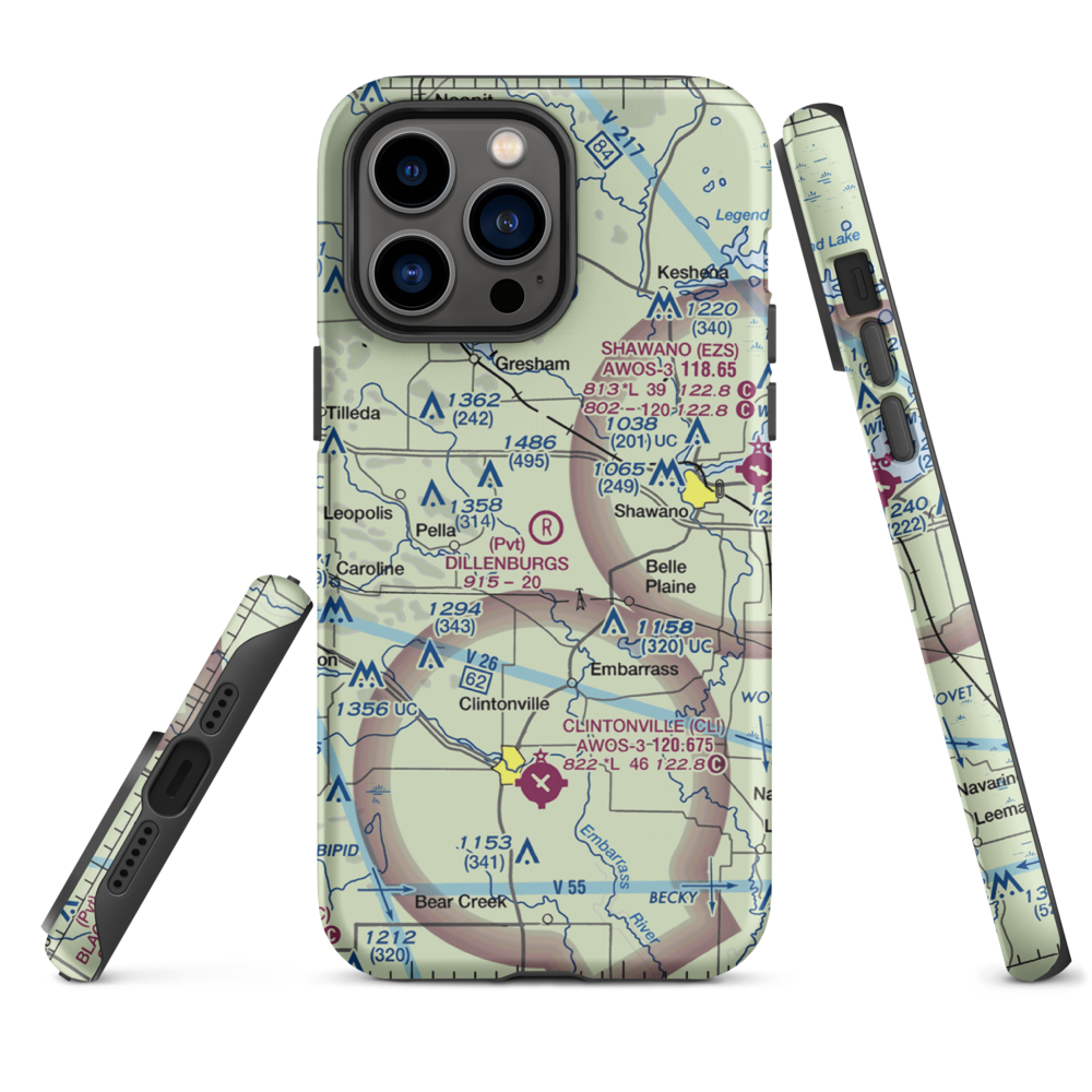 Dillenburg's Airport (8WI1) VFR Sectional  Tough iPhone Case iPhone 14 Pro Max model shown
