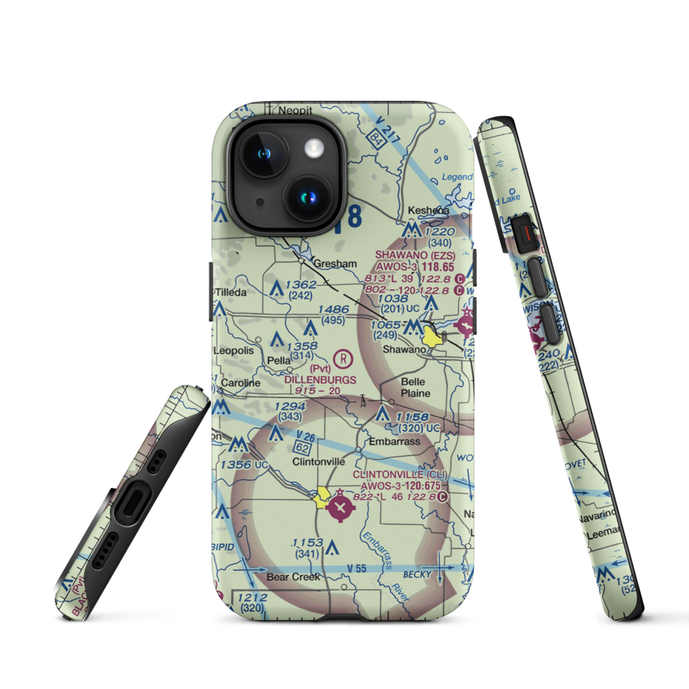 Dillenburg's Airport (8WI1) VFR Sectional  Tough iPhone Case iPhone 15 model shown