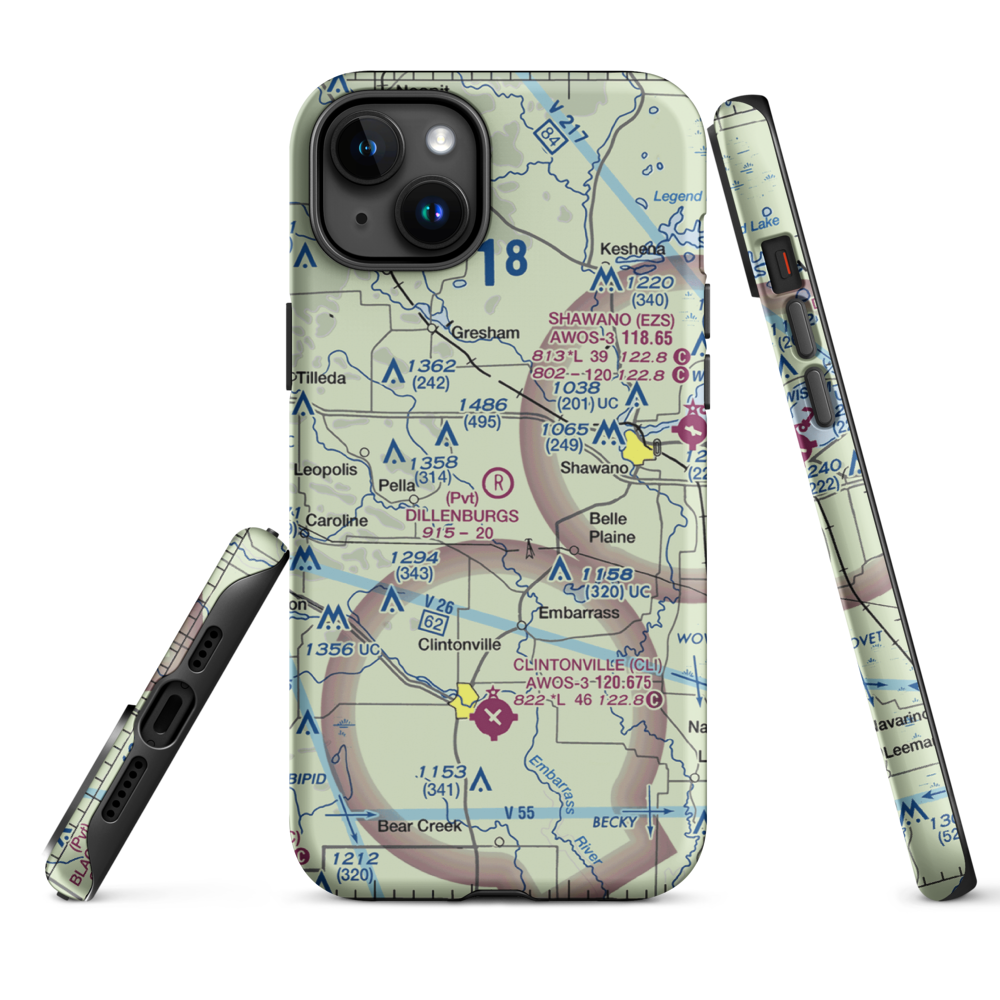 Dillenburg's Airport (8WI1) VFR Sectional  Tough iPhone Case iPhone 15 Plus model shown