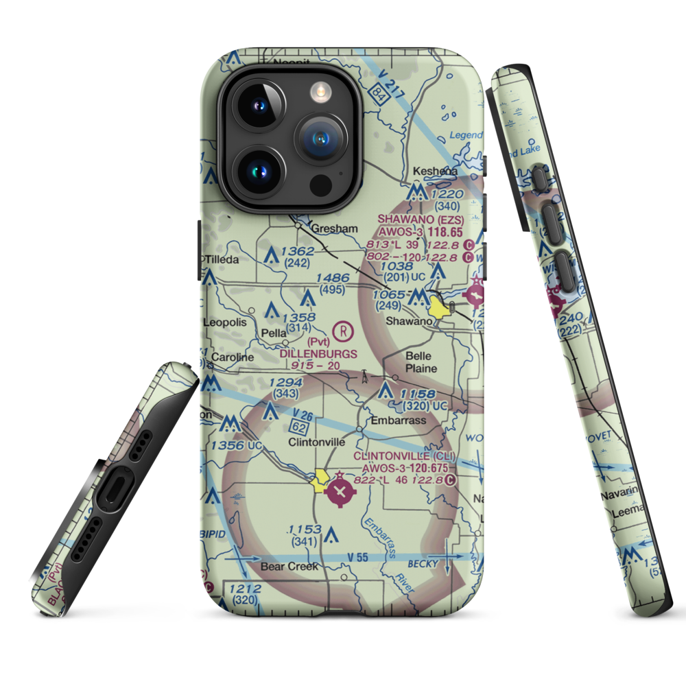 Dillenburg's Airport (8WI1) VFR Sectional  Tough iPhone Case iPhone 15 Pro Max model shown