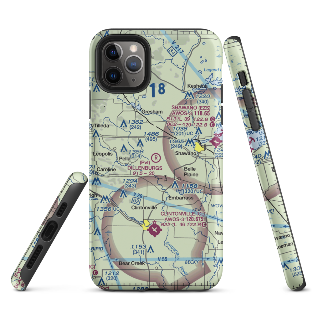 Dillenburg's Airport (8WI1) VFR Sectional  Tough iPhone Case iPhone 11 Pro Max model shown