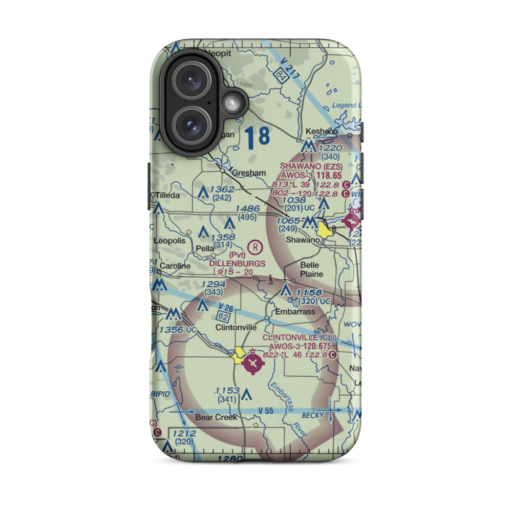 Dillenburg's Airport (8WI1) VFR Sectional  Tough iPhone Case iPhone 16 Plus model shown