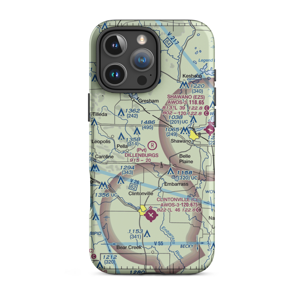 Dillenburg's Airport (8WI1) VFR Sectional  Tough iPhone Case iPhone 16 Pro Max model shown