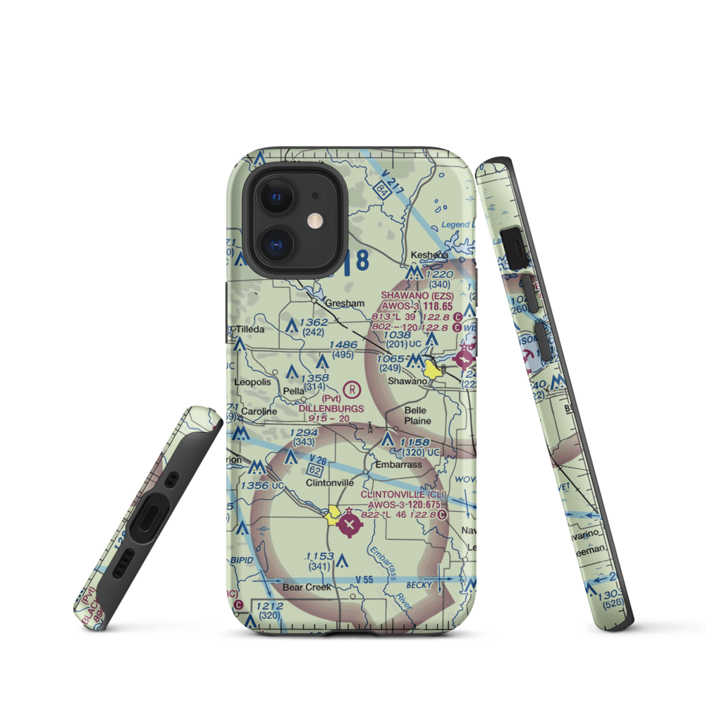 Dillenburg's Airport (8WI1) VFR Sectional  Tough iPhone Case iPhone 12 mini model shown