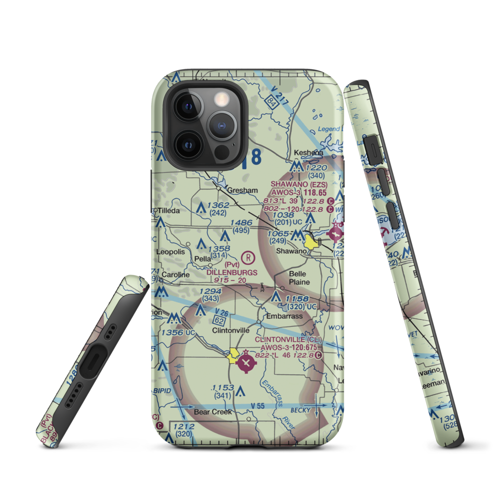 Dillenburg's Airport (8WI1) VFR Sectional  Tough iPhone Case iPhone 12 Pro model shown