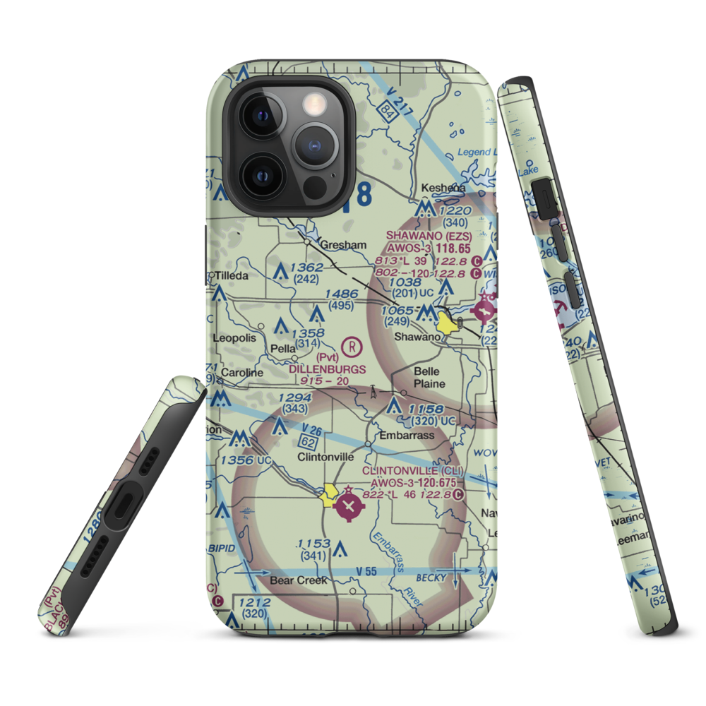 Dillenburg's Airport (8WI1) VFR Sectional  Tough iPhone Case iPhone 12 Pro Max model shown