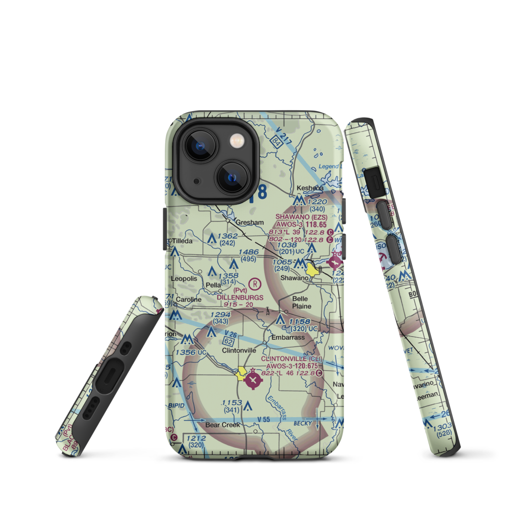 Dillenburg's Airport (8WI1) VFR Sectional  Tough iPhone Case iPhone 13 mini model shown