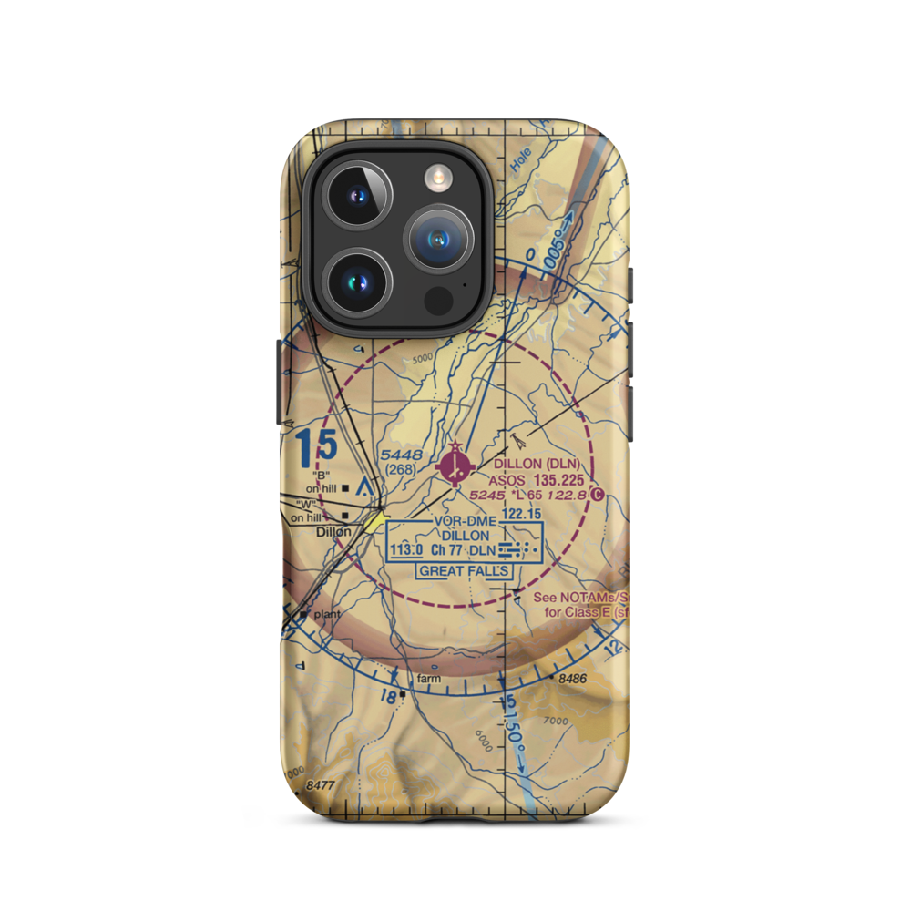Dillon Airport (DLN) VFR Sectional  Tough iPhone Case iPhone 16 Pro model shown