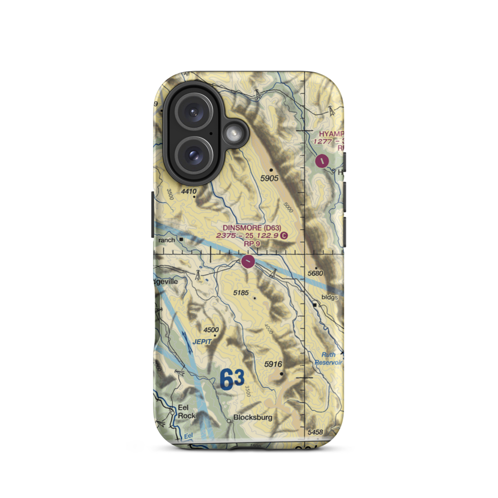 Dinsmore Airport (D63) VFR Sectional  Tough iPhone Case iPhone 16 model shown