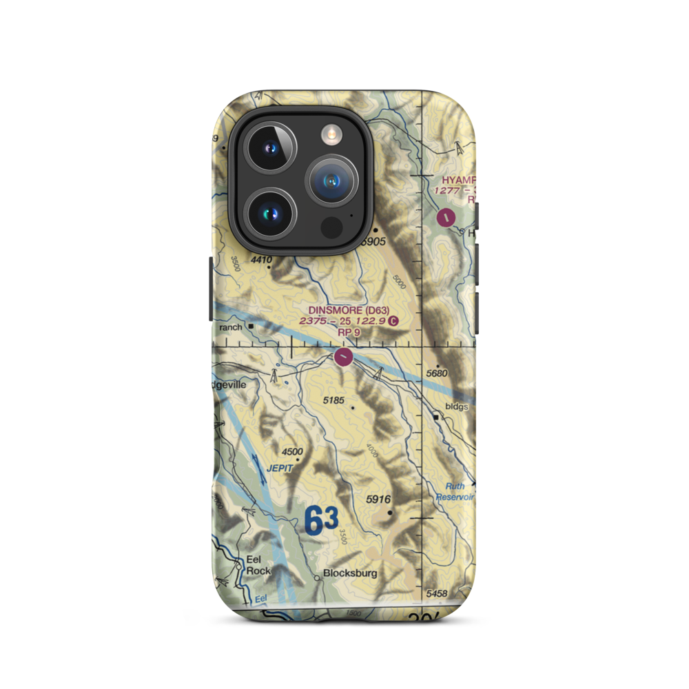 Dinsmore Airport (D63) VFR Sectional  Tough iPhone Case iPhone 16 Pro model shown